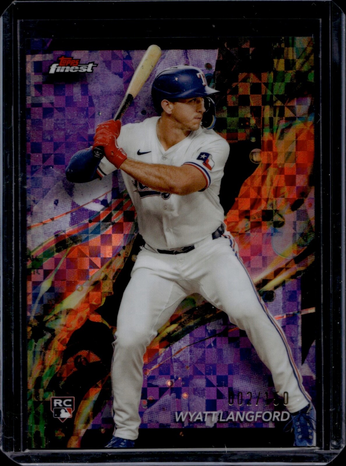 2024 Topps Finest Wyatt Langford RANGERS #97 Rookie RC Purple Checkerboard /150