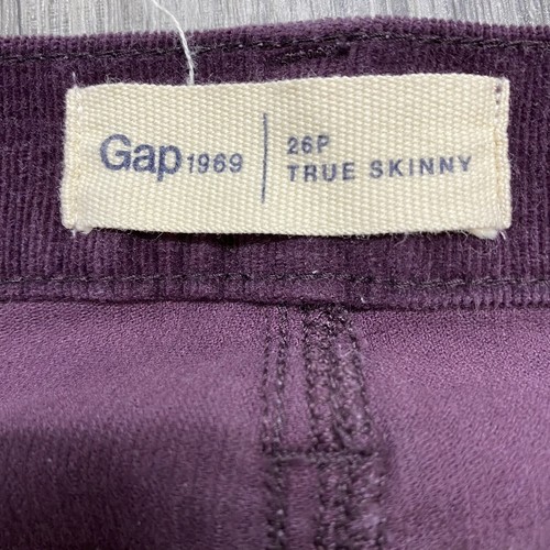 GAP Stretch True Skinny Low Rise Purple Corduroy Pants Women's Size 26 Petite - Picture 8 of 11