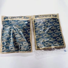 2 Pair Vintage Silkies Pantyhose Nylons Control Top Size Small Taupe Nos