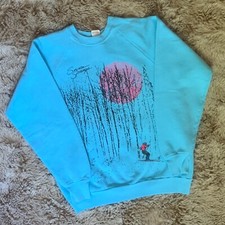VINTAGE 80s Ski Sweatshirt Seven Springs Women's Size L Crewneck Skiing