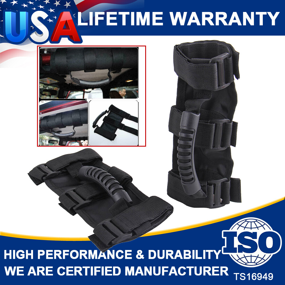 2-Pack Black Grab Handles For Jeep Wrangler - CJ, YJ, TJ, JK, JL - Velcro Mount 4 thumbnail image