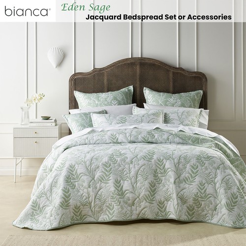 Eden Sage Jacquard Bedspread Set or Accessories by Bianca - Picture 2 of 12