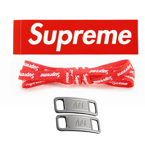 AF1 Lace Locks+ Supreme Shoe Laces BLACK, RED, WHITE - Picture 4 of 11