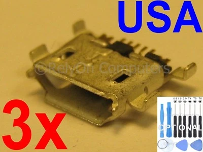 3x Lot of Micro USB Charging Sync Port For ZTE ZMAX Z970 / MAX N9520 N9510 USA