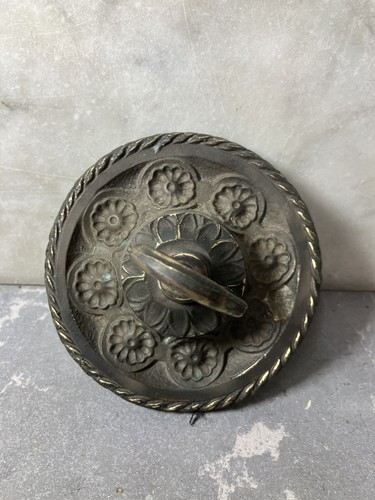 Antico vecchio lampadario ottone fuso illuminazione soffitto gancio tazza francese 1900 - Foto 16 di 24