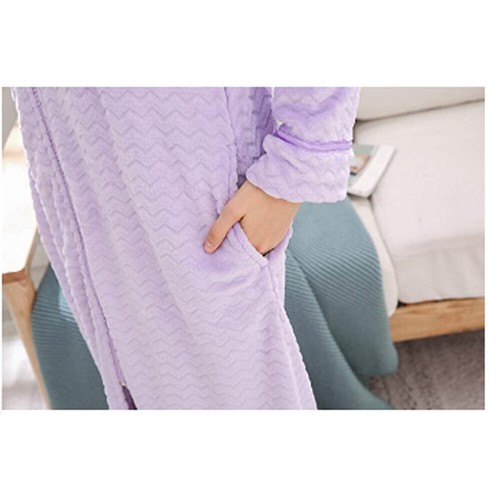 RH Zip Up Robe Women's Soft Front Long Dressing Fleece Housecoat Lounge RHW2856 - Picture 6 of 39