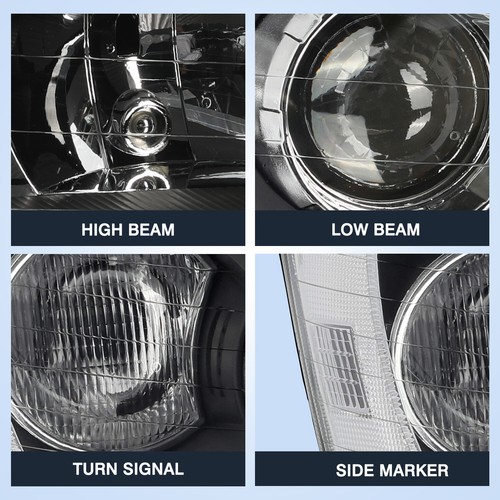 For 06-08 Hyundai Sonata Left & Right Black Pairs Headlights Assembly Headlamp - Picture 2 of 6