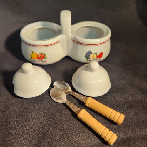 Vintage Smucker's Co. Double Jam Jelly Condiment Jars With Lids - Picture 4 of 5