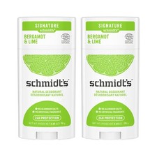 Schmidt's Natural Deodorant Bergamot and Lime Pack of 2 24 Hour Odor Protection