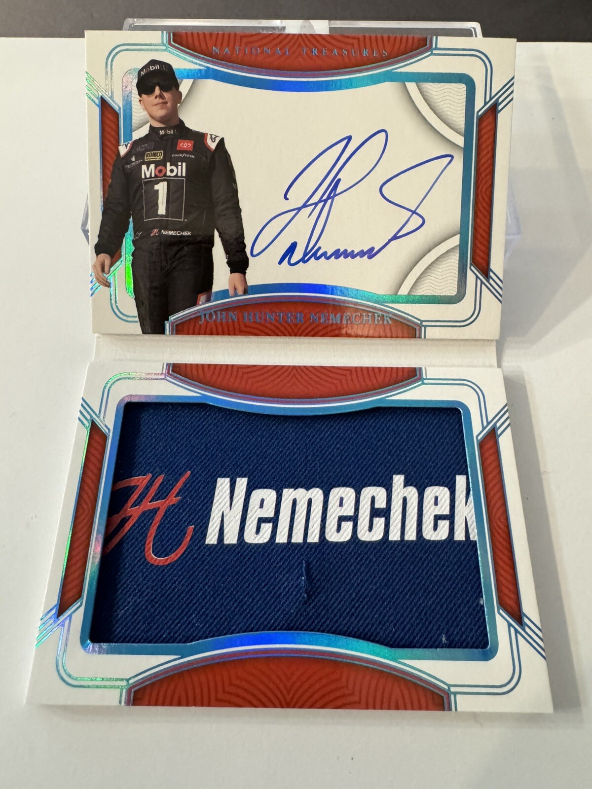 John Hunter Nemechek 2023 National Treasures NASCAR Jumbo Firesuit Booklet  1/1