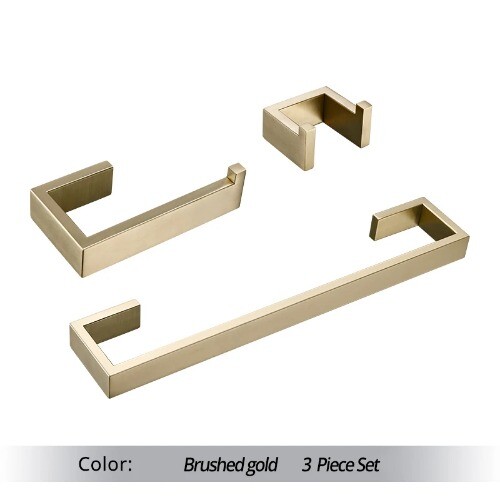 Brushed Gold Bathroom Accessories Set Stainless Steel Toilet Roll Holder Wall - Picture 8 of 35
