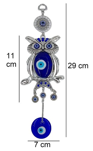 Evil Eye Hanging For Home Entrance Door Owl Nazar Battu Protection Luck Charm - Picture 3 of 4