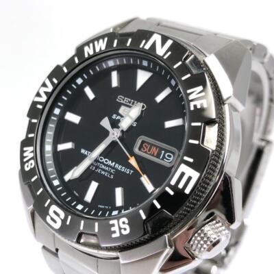 Seiko 5 Sports Automatic Watch 7S36-02P0 Day Date Black