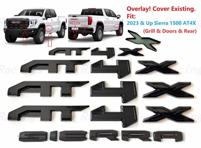 #ad Grill Door Rear Gloss Black AT4X SIERRA OVERLAY Emblem 2023 GMC Sierra 1500 $104.14