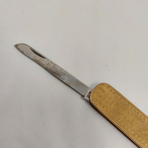 Vtg Colonial Multi 2 Blades Gold Tone Folding Pocket Knife - Picture 4 of 8