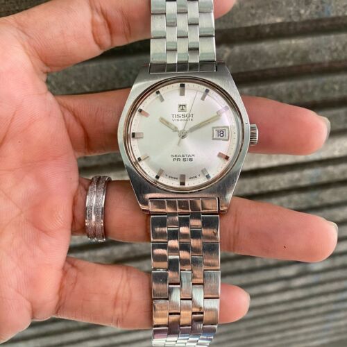Rare Tissot Visodate Seastar PR 516 Date Silver Men Watch Vintage - Picture 3 of 8