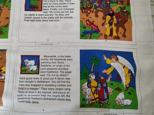 Uncut - Cranston Beginners Bible The Birth of Baby Jesus Fabric Soft Book Panels - Picture 7 of 10