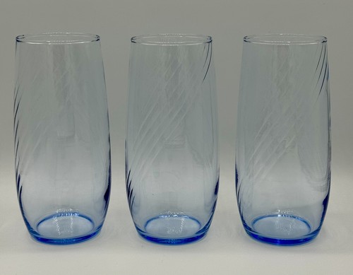 Vintage Libbey Light Blue Optic Swirl Glasses 3 Highball 3 Rocks - 第 2/5 張圖片