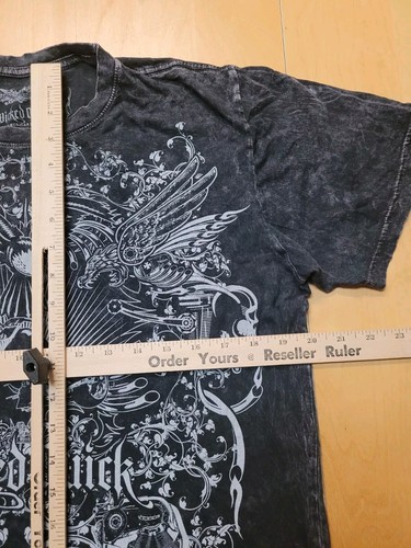 Wicked Quick Graphic Tee Mens Size Large Black Acid Wash USA Motorcycle Chopper - Picture 7 of 8