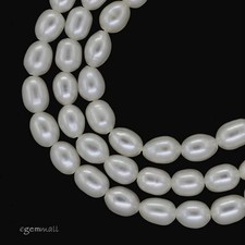 15" High Luster White Freshwater Pearl Rice Oval Beads ap. 5mm 66239