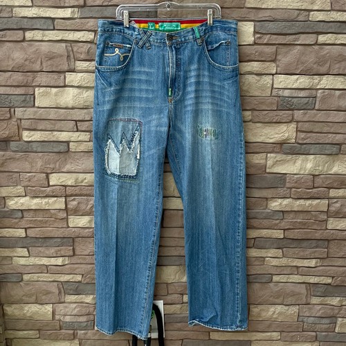 Mens LRG 36X33 Roots and Equipment Denim Patch LR Jeans No Babylon - Picture 2 of 12