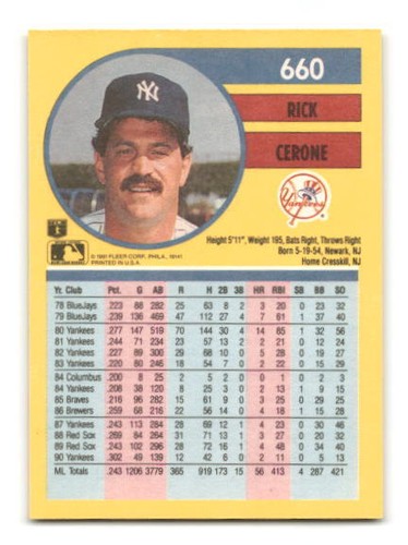 1991 Fleer Baseball Card #351 - #720 - - - Pick A Card - - - Complete a Set - Picture 363 of 417