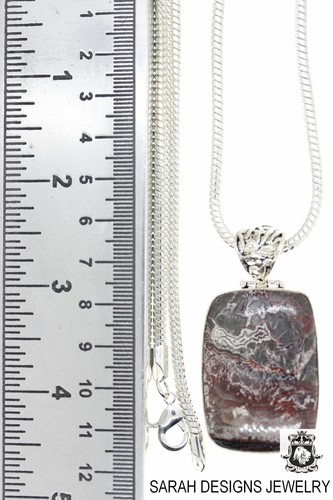 Pyrite Crazy Lace Agate Pendant 4mm Snake Chain P4432 - Picture 3 of 8