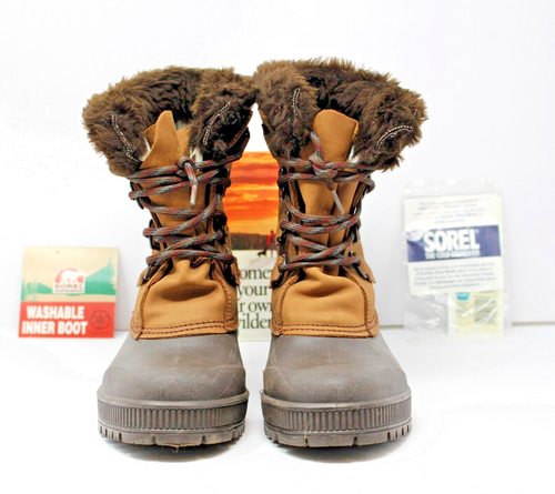 NWB Women's Sorel Badger 2 Lace Up Waterproof Winter Boots Snow Shoes Size 7 Tan - 第 1/19 張圖片