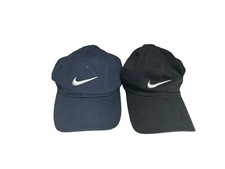 Set of 2 Youth Size 4-7 Years Nike Athletic Baseball Hat Caps Black Navy Blue