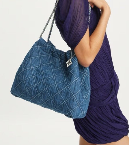 tory burch FLEMING SOFT DENIM DRAWSTRING BAG 159265 $798 - Picture 2 of 10