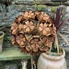 Rusty Metal Flower Stake, XL Metal Hydrangea Garden Decor Sculpture 303