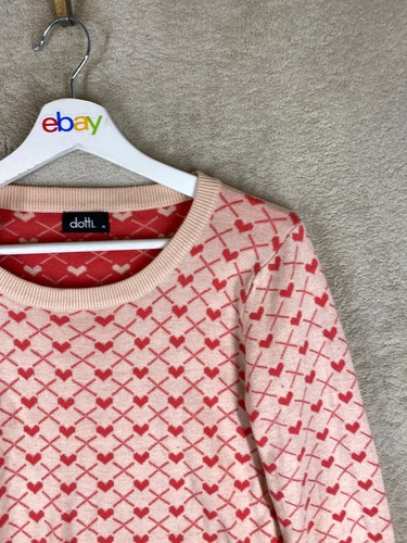 dotti Casual Knit Pullover Jumper Size M Womens Red Long Sleeve - Picture 3 of 10