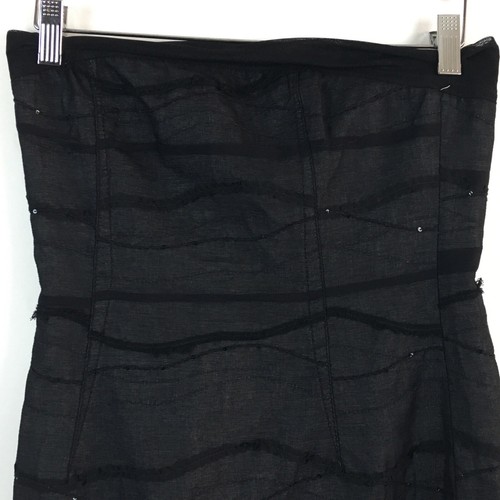 Charles Chang Lima Dress 0 Black White Strapless Silk Sequins Sheath Jacket - Picture 5 of 12