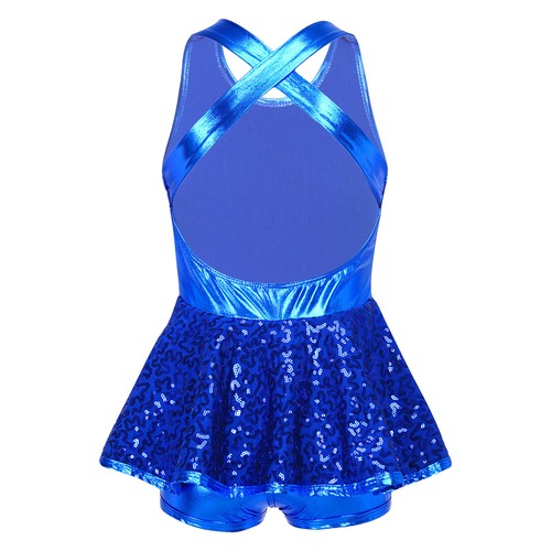 Kids Girls Dress Lyrical Leotard Bowknot Dancewear Party Competition Sequined - Picture 36 of 55