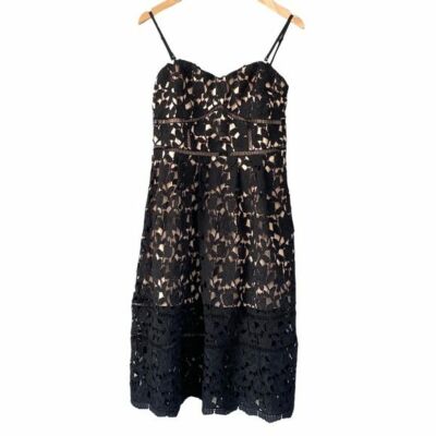 The Impeccable Pig Black Lace Crochet Overlay Midi Dress L | eBay The Impeccable Pig Black Lace Crochet Overlay Midi Dress L | eBay