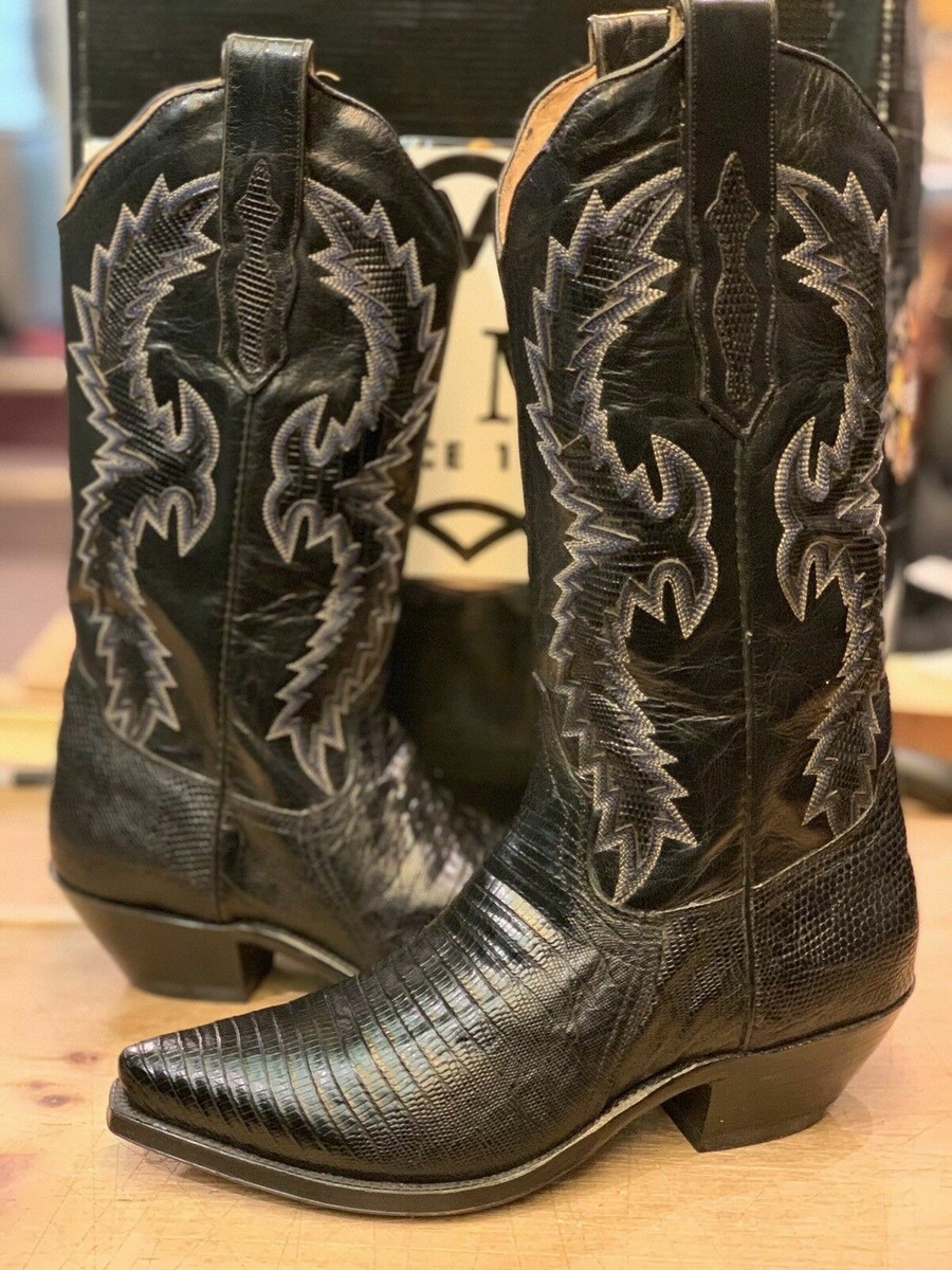 Tony Mora Black/blue Western Lizard Boot 814 Size Men display picture 2