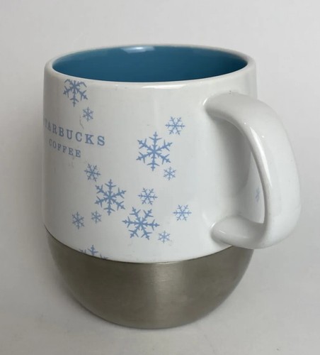 Starbucks 2007 White Ceramic Stainless Steel Bottom Coffee Tea Mug Cup 10 Oz - Picture 2 of 11
