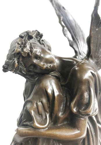 Signed Original Fairy With Wings Goddess Bronze Marble Sculpture Statue Lost Wax - Picture 4 of 10