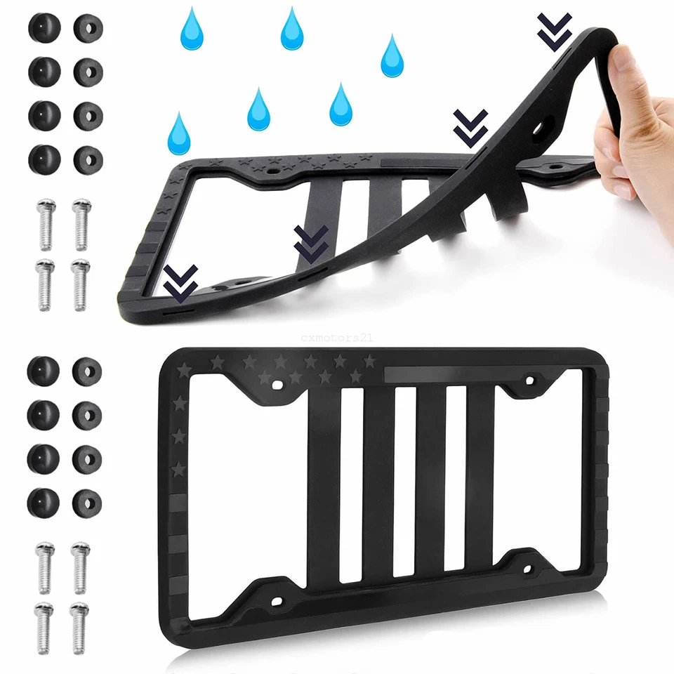 2x Front Rear License Plate Frame US Flag Tag Holder for Honda Civic Accord CR-V - Imagem 2 de 4