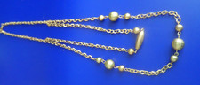 Vintage Chain Necklace - DOUBLE GOLD TONE CHAIN  BEAD -LONGEST CHAIN 24"