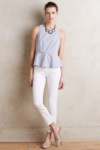 Anthropologie Blouse 4 HD PARIS Tank PIA Peplum Top Eyelet Lined Cotton Navy NWT - Picture 4 of 5