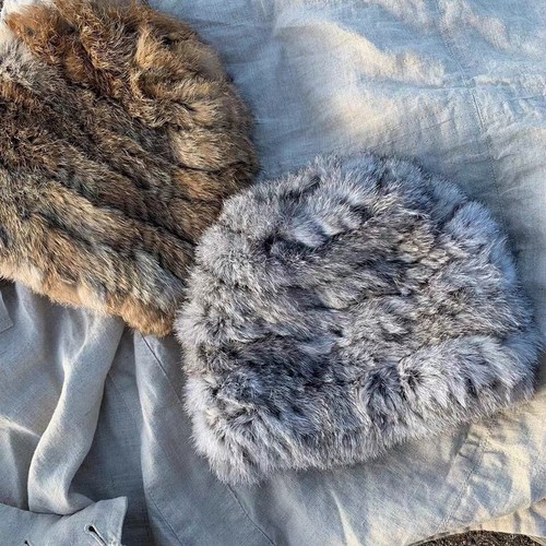 Lady Real Rabbit Fur Hat Russian Cossack Cap Beanie Knit Elastic Ushanka Warm UK - Picture 11 of 12