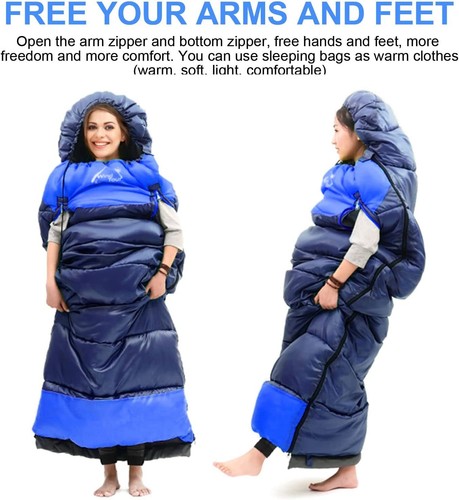 Sleeping Bag for Adults and Teens-Cold Weather Thickened Backpacking Camping Bed - Picture 5 of 26