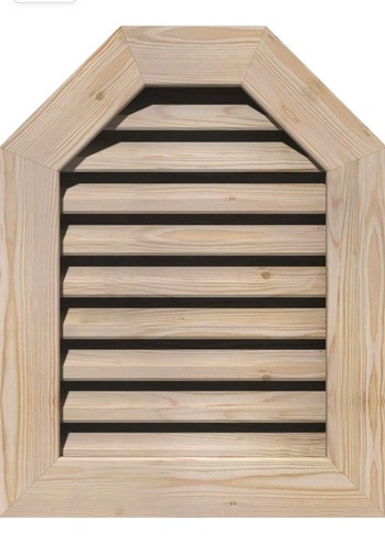 12"W x 14"H Octagonal Top Gable Vent (17"W x 19"H Frame Size): Unfinished PINE - Bild 7 von 8