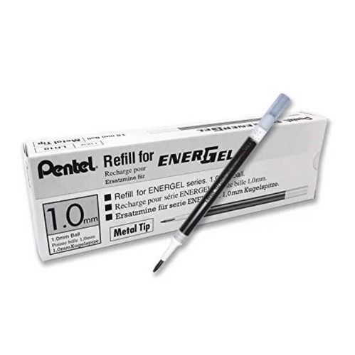 100 X Pentel LR10 Roller Refill for EnerGel Gel Pen 1.0mm Metal Tip Black Ink - Picture 1 of 7