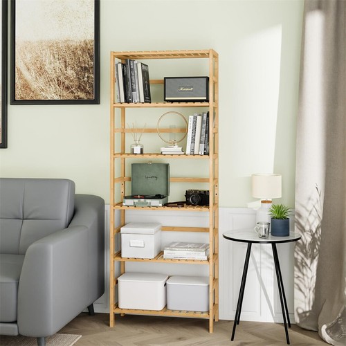 Badregal Badezimmer Bambus Standregal Holzregal 60x26x161 cm Küche Wohnzimmer - Bild 1 von 10