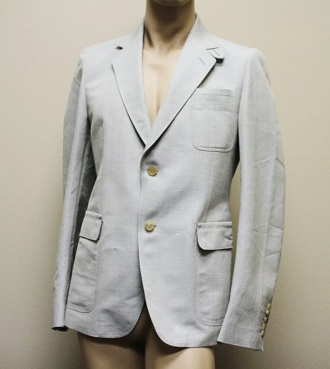 1740 New GUCCI Men s Coat Jacket Blazer 48R US 38R Beige Blue
