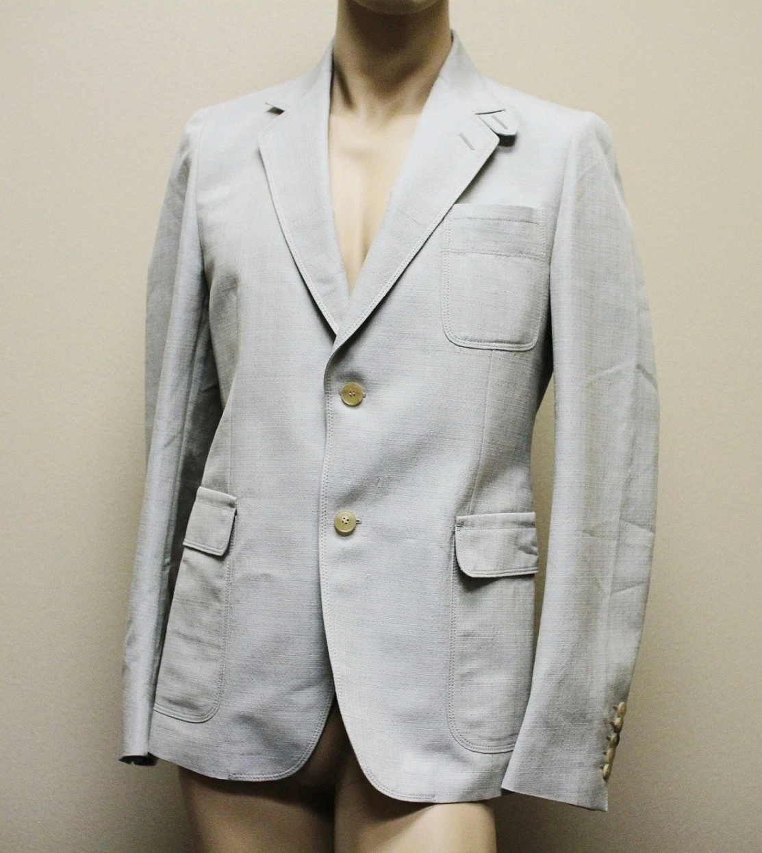 $1740 Nuovo Cappotto Giacca Uomo GUCCI Blazer 48R US 38R Beige Blu 256516