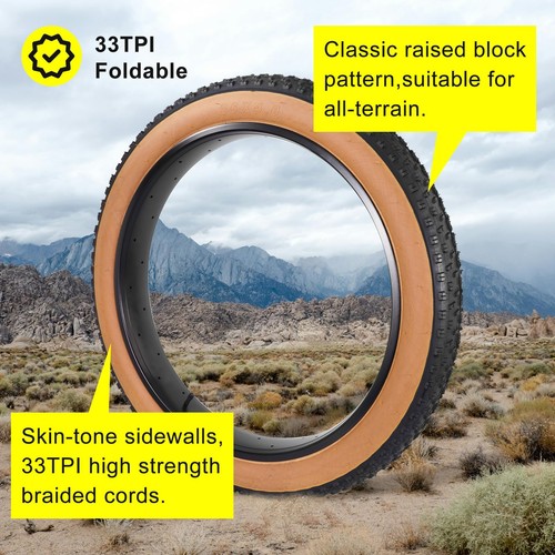 26x4.0 Fat Tire and Tube, Puncture Resistant Folding Bike Tire Set 102-559 Co... - Picture 2 of 7