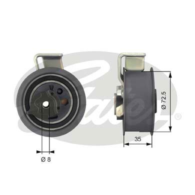 TIMING BELT TENSIONER PULLEY UPPER LEFT GATES T43019 FOR AUDI A4,A3,A2,A6,B6,B5 - Picture 2 of 5